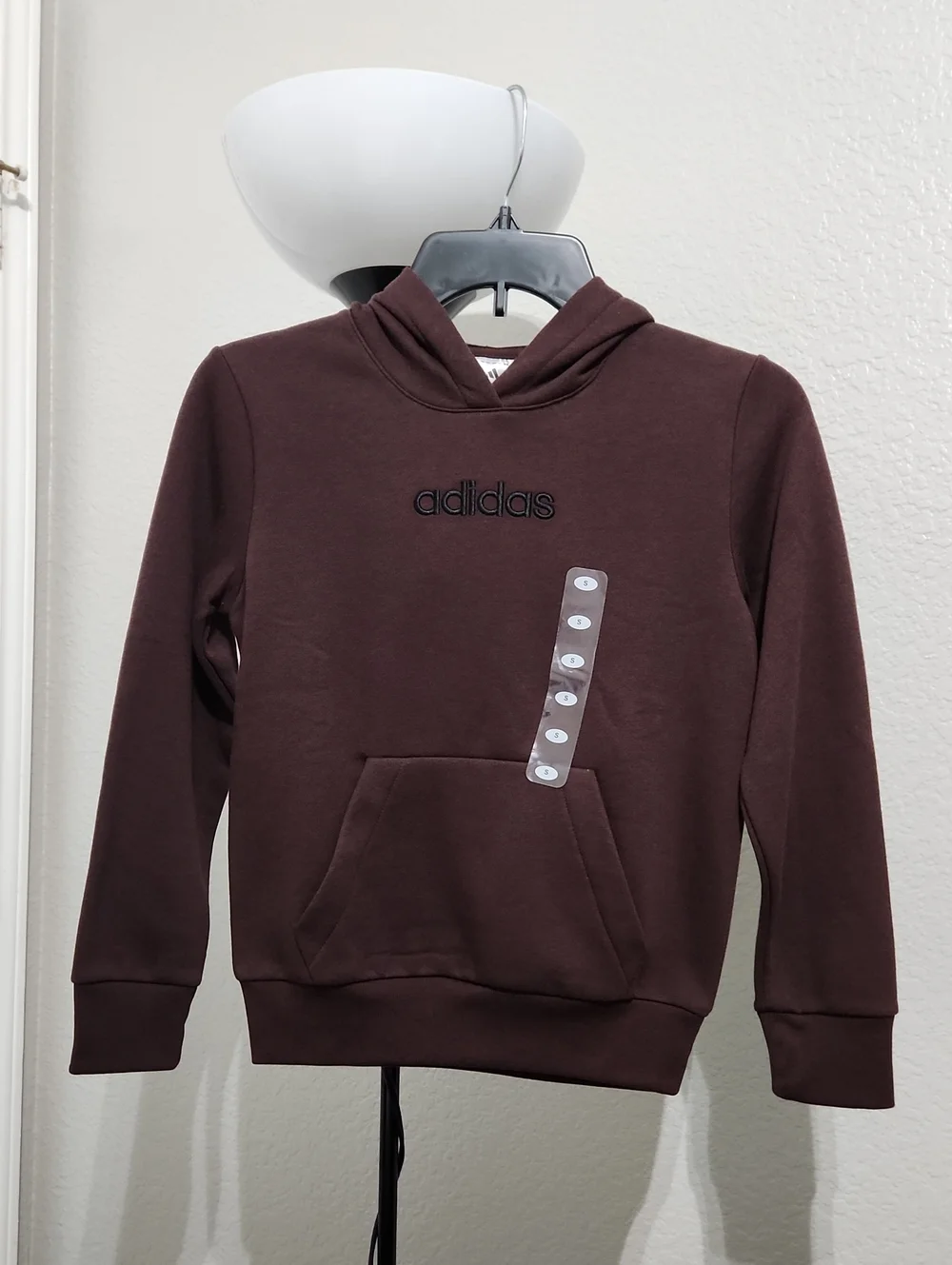 NWT! Kids Adidas Dark Brown Pullover Hoodie Sweatshirt with Logo Size Small